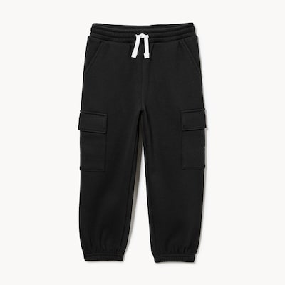 Pantalon de jogging cargo molleton, petits garçons - Noir JF