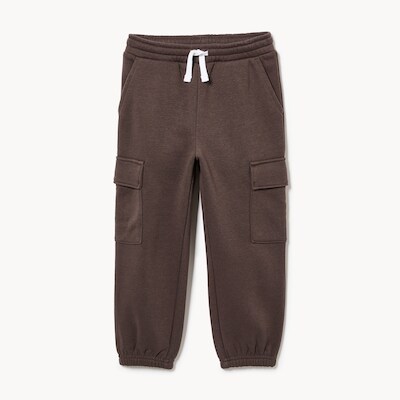 Pantalon de jogging cargo molleton, petits garçons - Brun Foncé