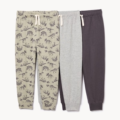 Ens. 3 pantalons jogging en jersey, petits garçons - VERT POUSSIEREUX
