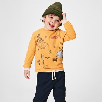 Toddler Boys' Hot Wheels Long Sleeve Top - Dusty Yellow