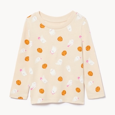 Baby Girls' Printed Long Sleeve Top - Light Beige