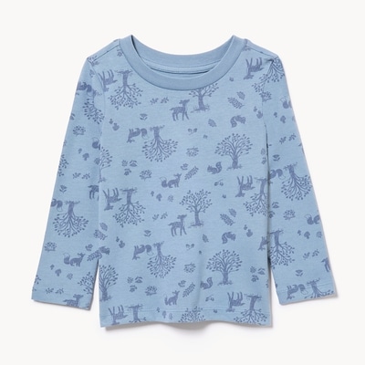 Baby Girls' Printed Long Sleeve Top - Dusty Blue