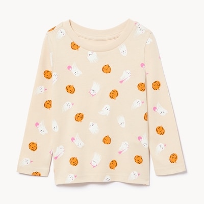 Baby Girls' Printed Long Sleeve Top - Light Beige