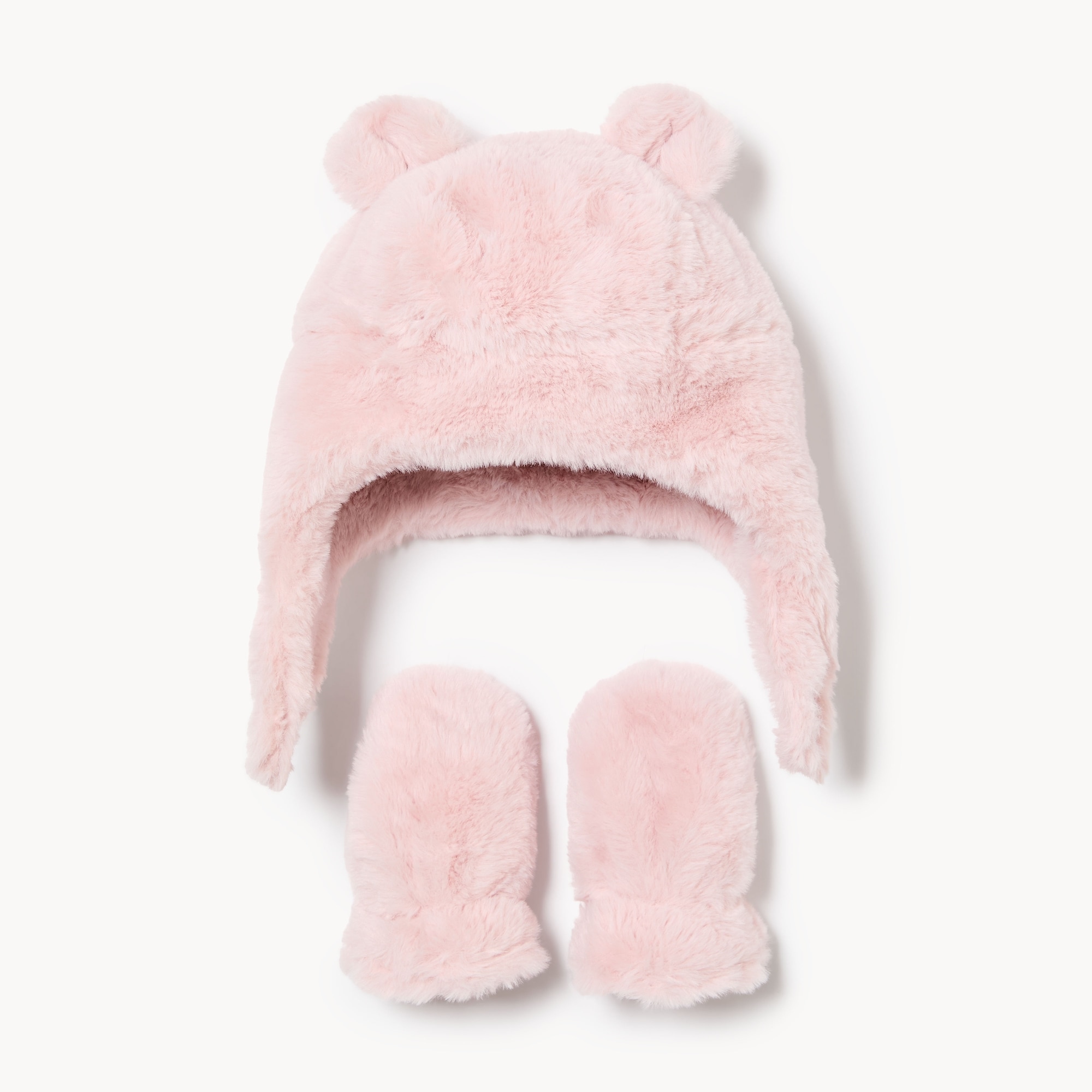 Ens. chapeau et mitaines en similifourrure, bébés