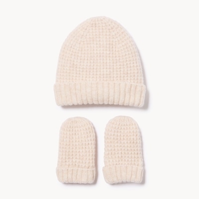 Ensemble chapeau et mitaines pour bébés filles - Farine D'Avoine