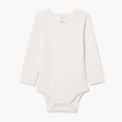 Baby Girls' Pointelle Long Sleeve Bodysuit - Off White