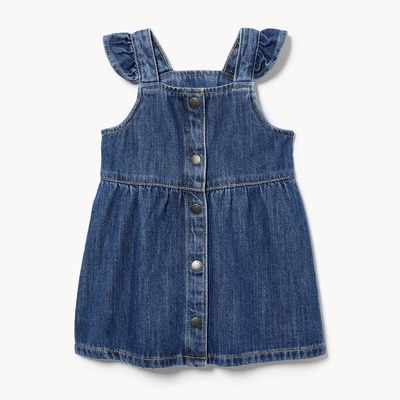 Robe chasuble en denim pour bébés filles - Laver Foncé