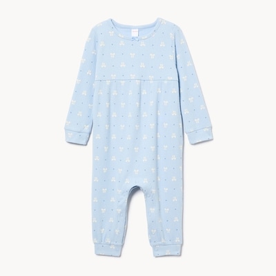 Barboteuse imprimée en tricot pour bébés filles - Bleu Pâle