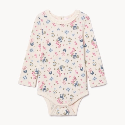 Baby Girls' Waffle Knit Printed Bodysuit - Off White