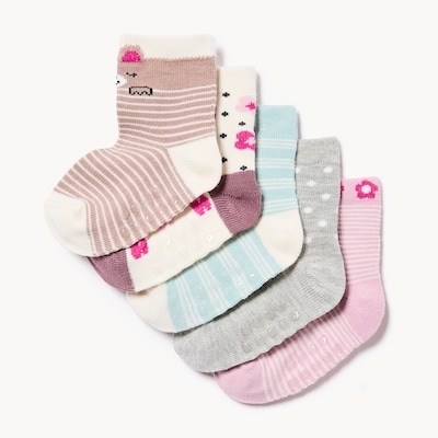 Baby Girls' 5-Pack Crew Socks - Mauve