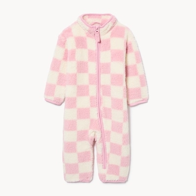 Baby Girls' Teddy Fleece Printed Romper - Dusty Rose