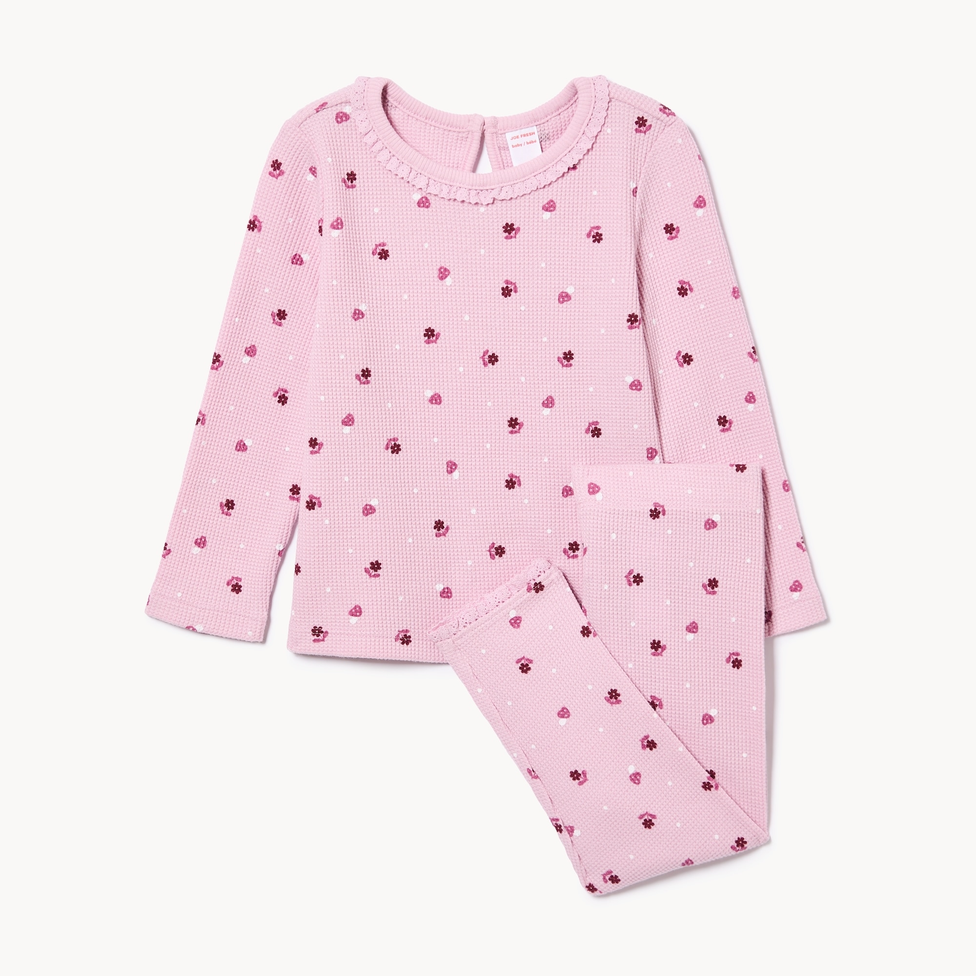 Ensemble imprimé en tricot gaufré, bébés filles