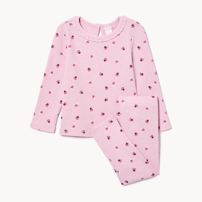Baby Girls' Waffle Knit Printed Set - Open Violet