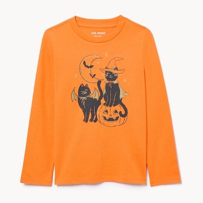 Kid Girls' Graphic Long Sleeve Top - Bright Orange