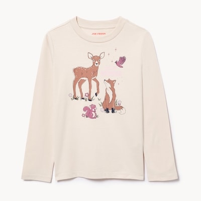 Kid Girls' Graphic Long Sleeve Top - Sand
