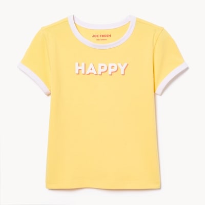 Kid Girls' Graphic Ringer T-Shirt - Yellow