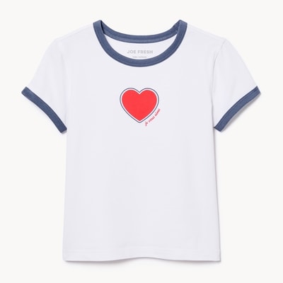 Joe Fresh T-shirt imprimé à bordure contrastante pour filles 1 ea, 12,00 $/1ch