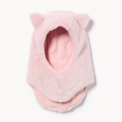 Kid Girls' Faux Fur Cat Face Cover - Pink