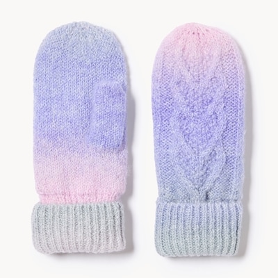 Kid Girls' Cable Knit Mittens - Lilac