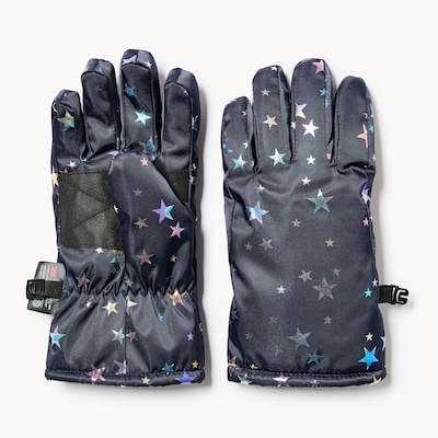 Kid Girls' Printed Snow Gloves - Navy