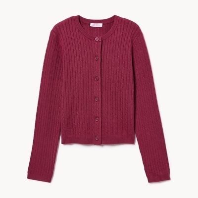 Cardigan à mailles torsadées pour préadolescentes - Marron