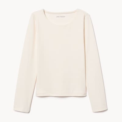 Tween Girls' Scoop Neck Long Sleeve Top - Off White