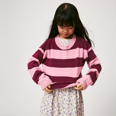 Tween Girls' Striped Sweater - Dusty Rose