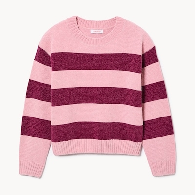 Tween Girls' Striped Sweater - Dusty Rose