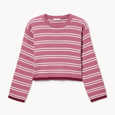 Kid Girls' Ribbed Striped Sweater - Mauve