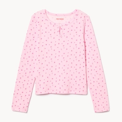Kid Girls' Pointelle Long Sleeve Top - Pale Pink