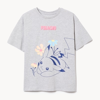 Kid Girls' Pokémon Pikachu T-Shirt - Light Grey Mix