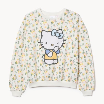 Chandail en molleton Hello KittyMD pour filles - Blanc Cassé