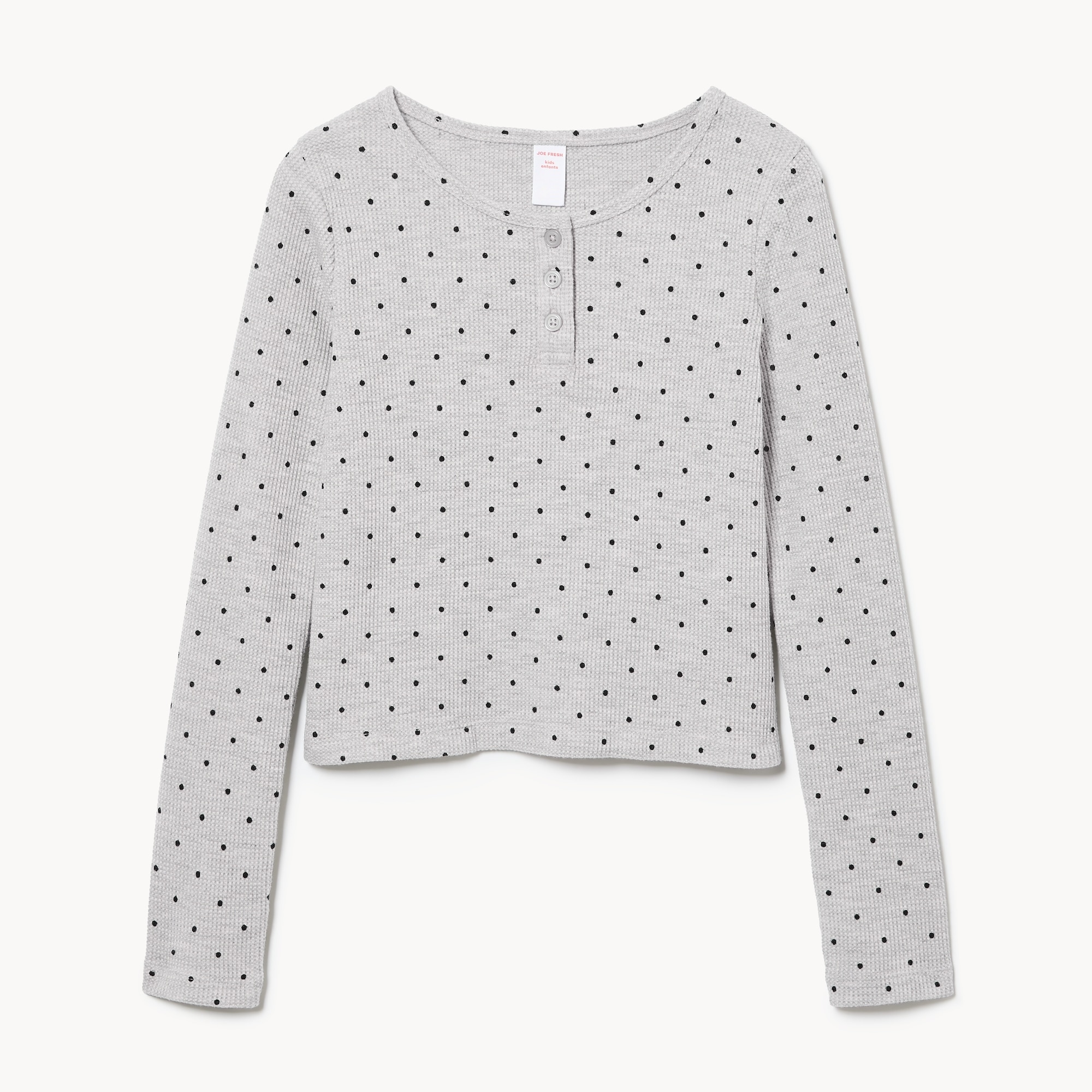 Kid Girls' Waffle Knit Henley Top