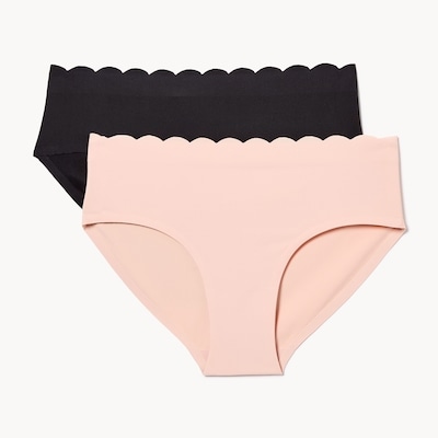 Kid Girls' 2-Pack Scalloped Hipster - Black
