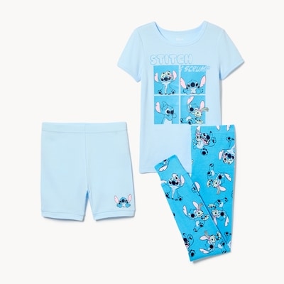 Pyjama 3 pièces Stitch de Disney pour filles - Bleu
