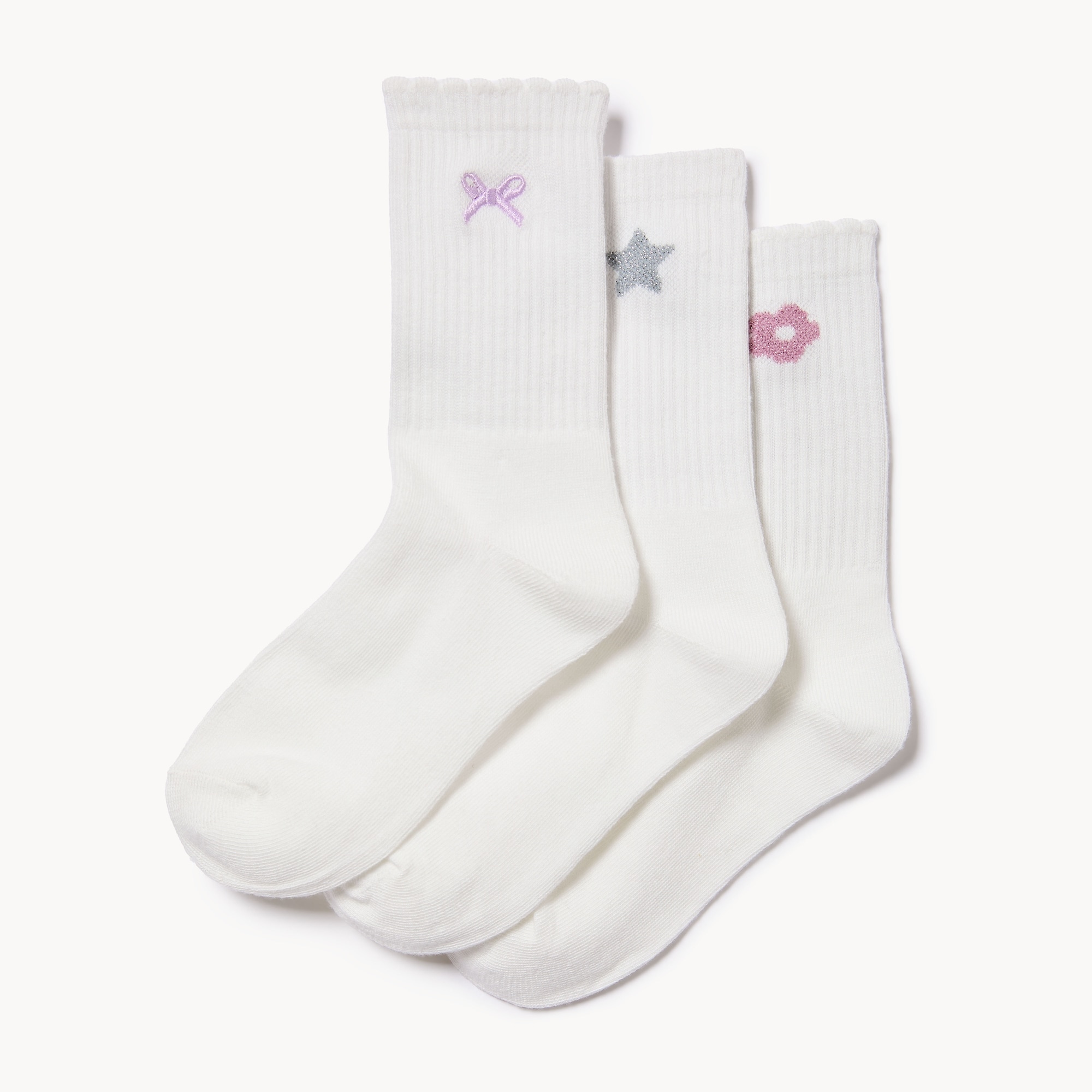 Ens. de 3 paires de chaussettes tube pour filles