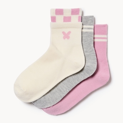 Ens. 3 paires de chaussettes mi-hautes pour filles - Crème