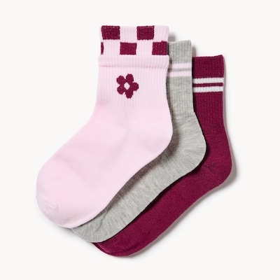 Kid Girls' 3-Pack Mid-Crew Socks - Pink