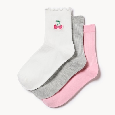 Kid Girls' 3-Pack Mid-Crew Socks - Peach