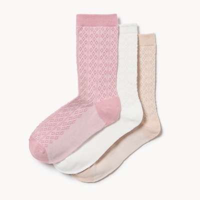 Kid Girls' Pointelle 3-Pack Crew Socks - Peach