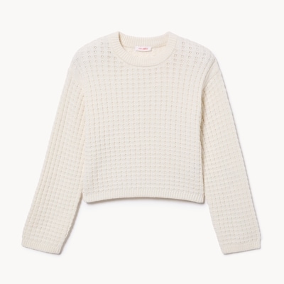Chandail en tricot ample pour filles - Blanc Cassé