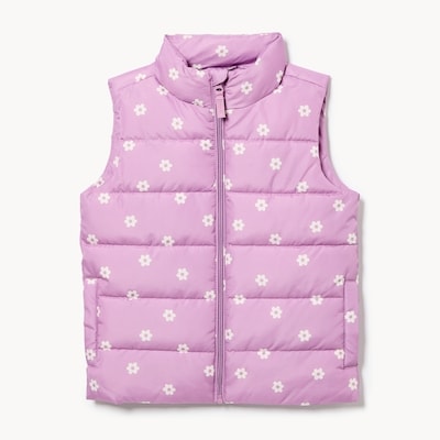 Kid Printed Puffer Vest - Lavender