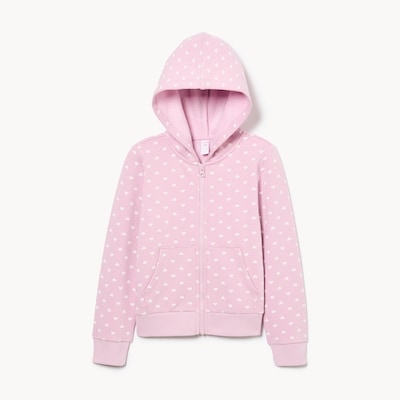 Kid Girls' Fuzzy Fleece Printed Hoodie - Open Violet