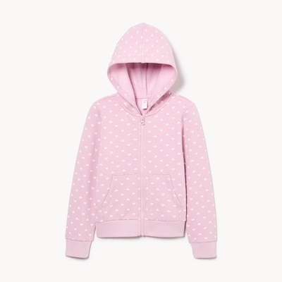Kid Girls' Fuzzy Fleece Printed Hoodie - Open Violet