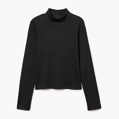 Kid Girls' Mock Neck Long Sleeve Top - JF Black