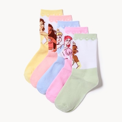 Kid Girls' Disney Princesses 5-Pack Crew Socks - Multi