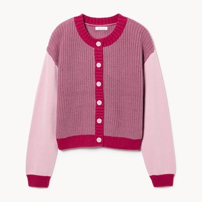 Kid Girls' Colourblocked Cardigan - Mauve
