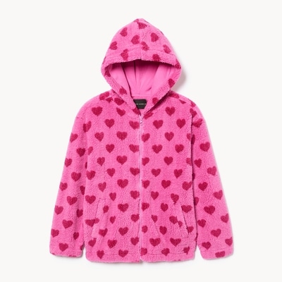 Kid Girls' Silver Jeans Sherpa Fleece Jacket - Pink