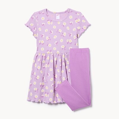 Ensemble robe et legging pour petites filles - LAVANDE POUSSIEREUSE