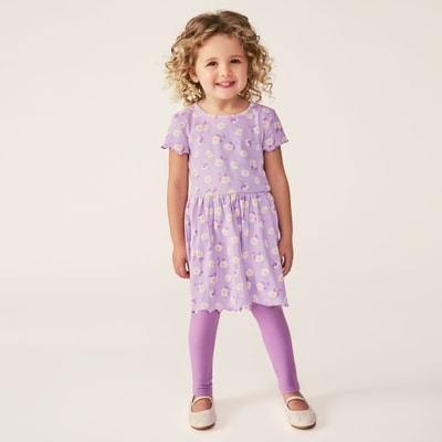 Ensemble robe et legging pour petites filles - LAVANDE POUSSIEREUSE